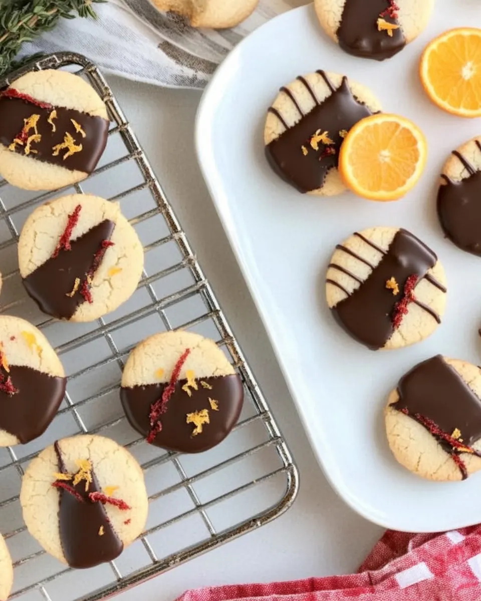 Chocolate Dipped Orange Shortbread Cookies