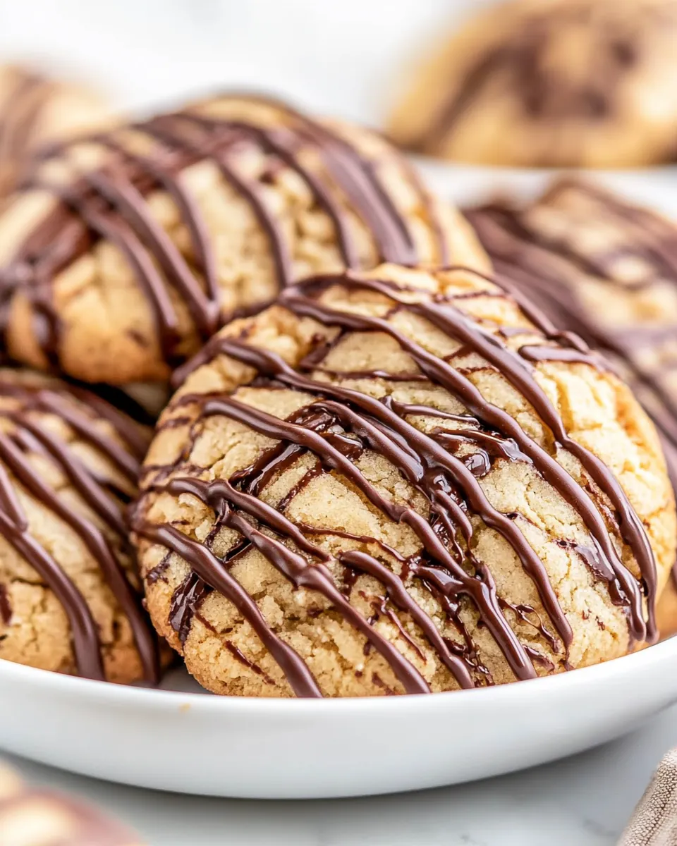 Chocolate Drizzled Peanut Butter Cookies