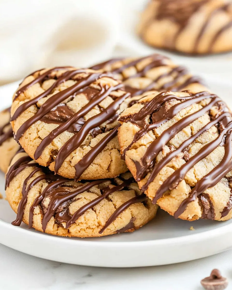 Chocolate Drizzled Peanut Butter Cookies