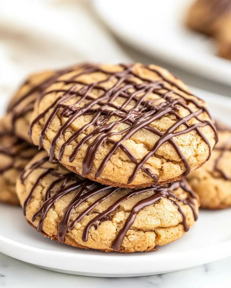 Chocolate Drizzled Peanut Butter Cookies