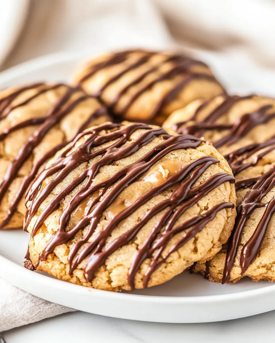 Chocolate Drizzled Peanut Butter Cookies