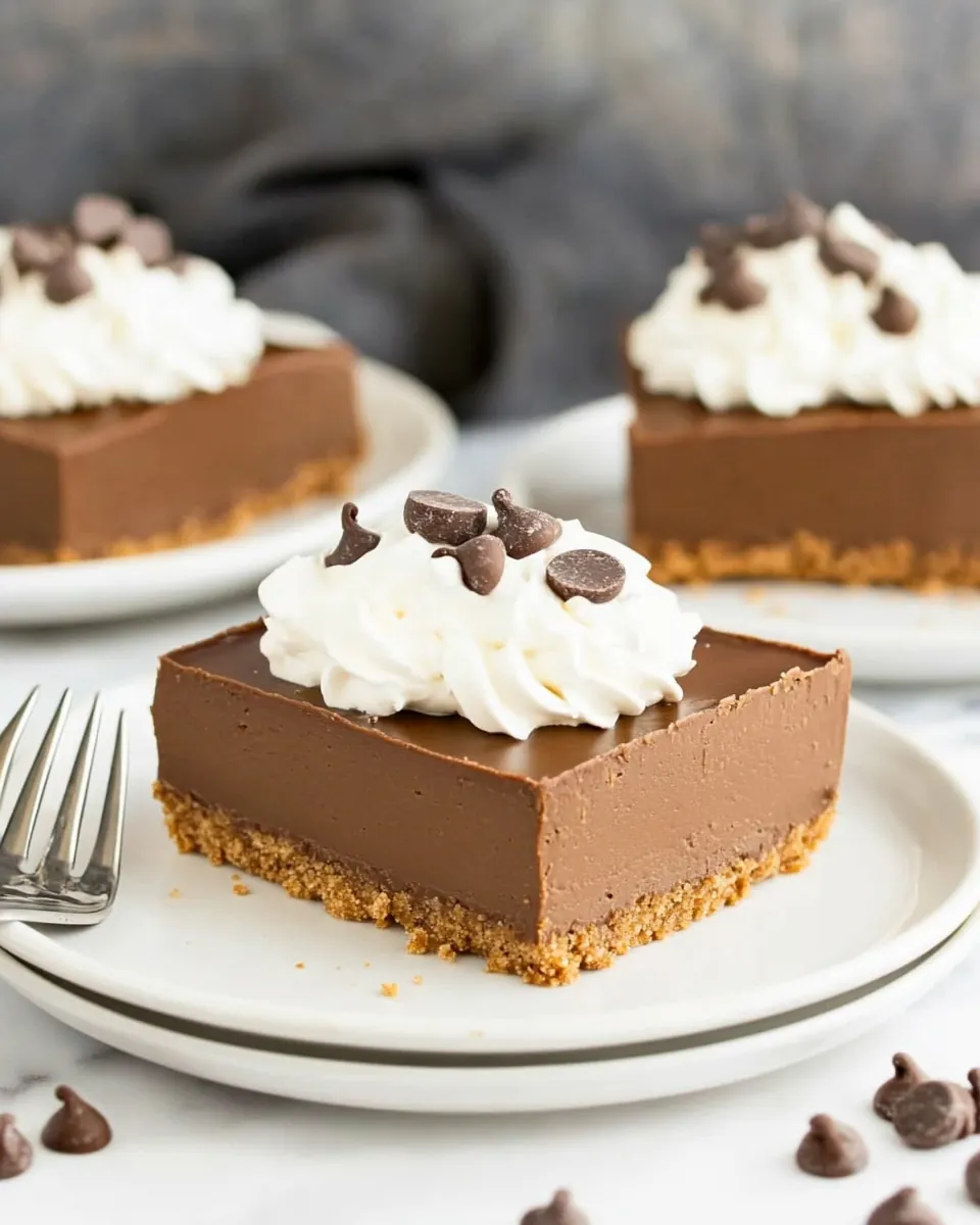 Chocolate French Silk Pie Bars with Graham Toffee Crust