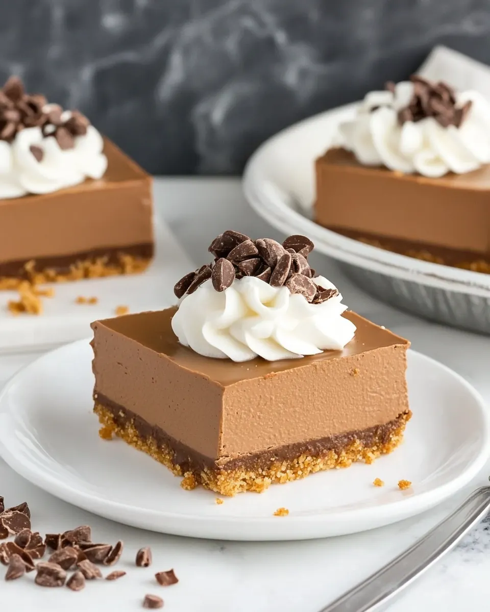 Chocolate French Silk Pie Bars with Graham Toffee Crust