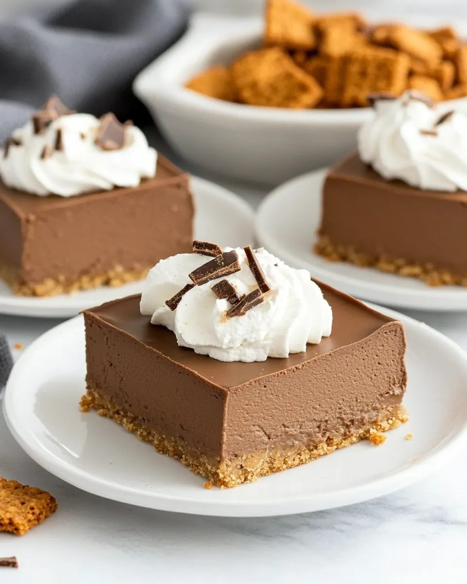 Chocolate French Silk Pie Bars with Graham Toffee Crust