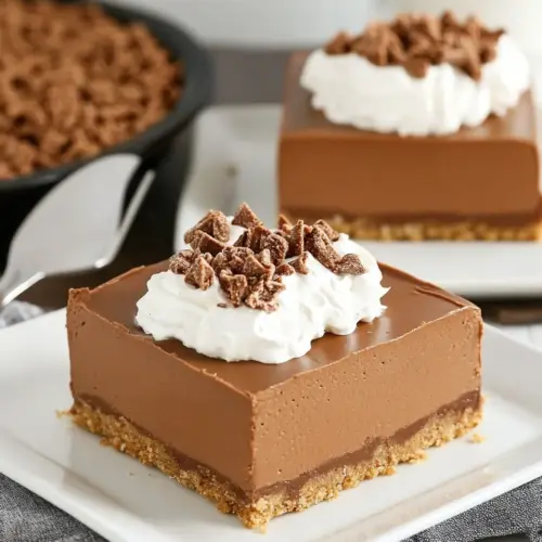 Chocolate French Silk Pie Bars with Graham Toffee Crust
