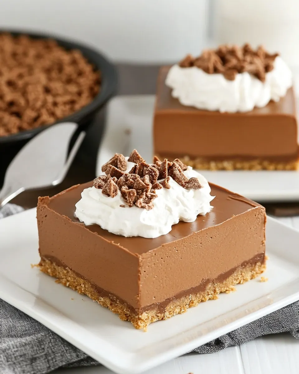 Chocolate French Silk Pie Bars with Graham Toffee Crust