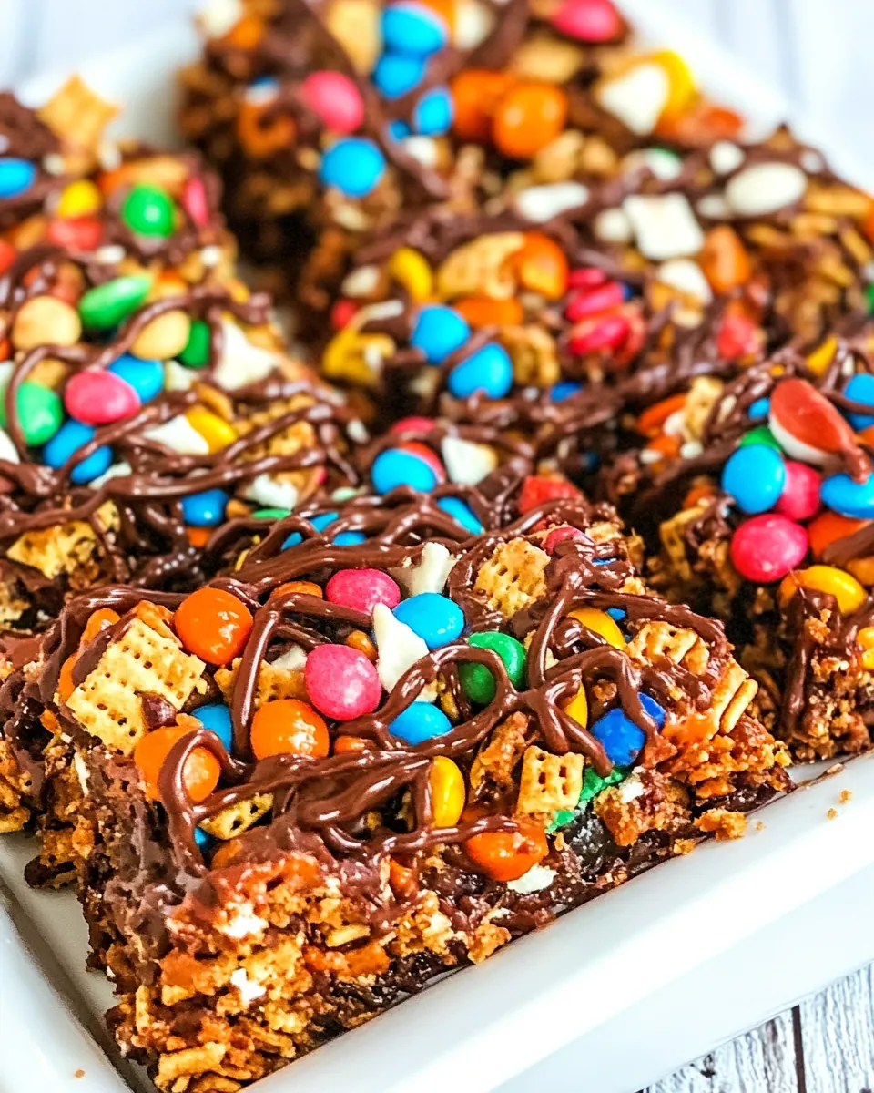 Chocolate Peanut Butter Chex Mix Bars