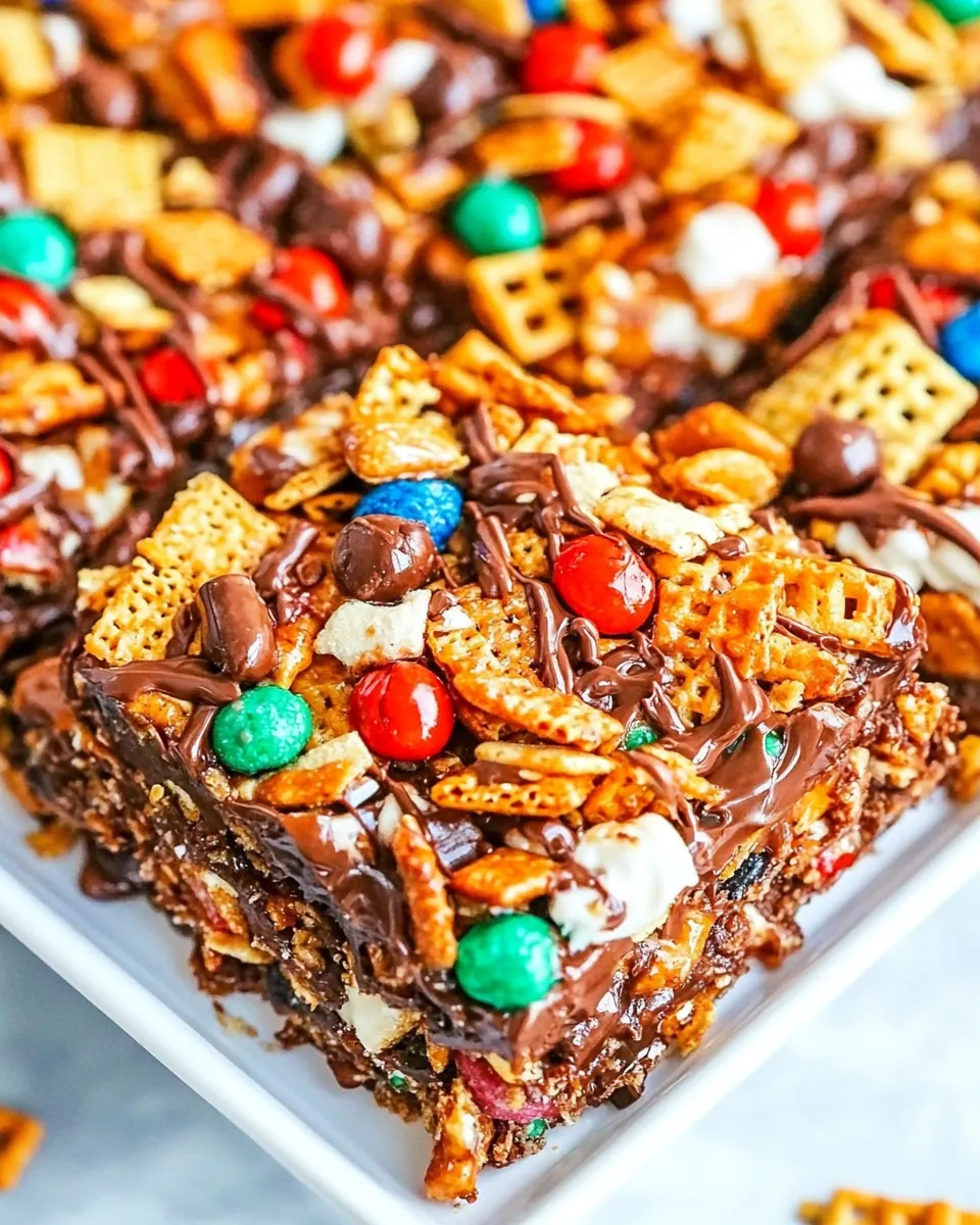 Chocolate Peanut Butter Chex Mix Bars