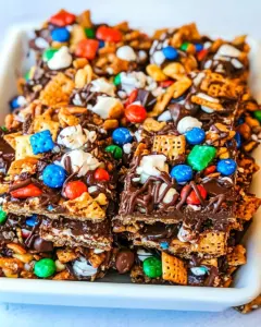 Chocolate Peanut Butter Chex Mix Bars