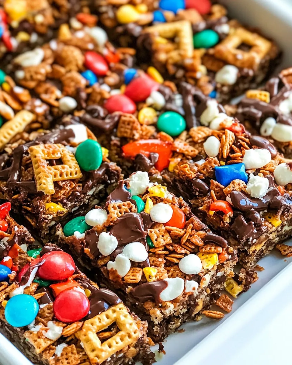 Chocolate Peanut Butter Chex Mix Bars