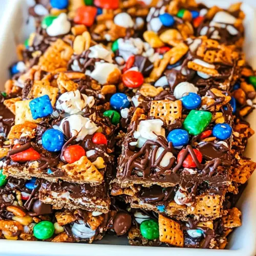 Chocolate Peanut Butter Chex Mix Bars