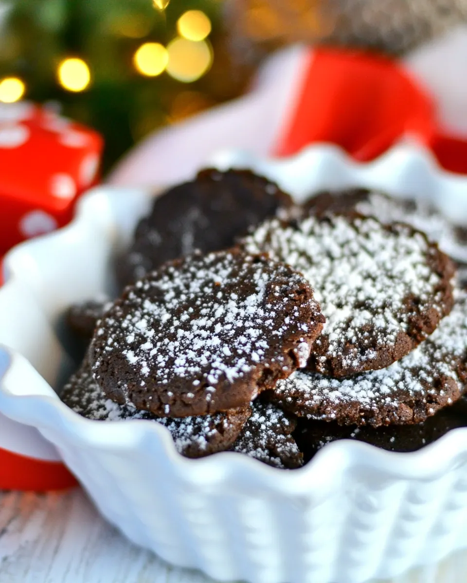 Chocolate Shortbread Snow Cookies