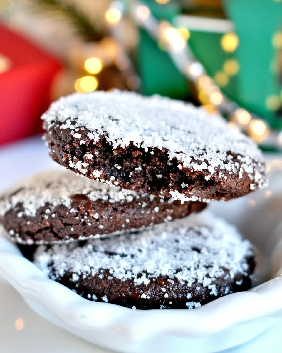 Chocolate Shortbread Snow Cookies