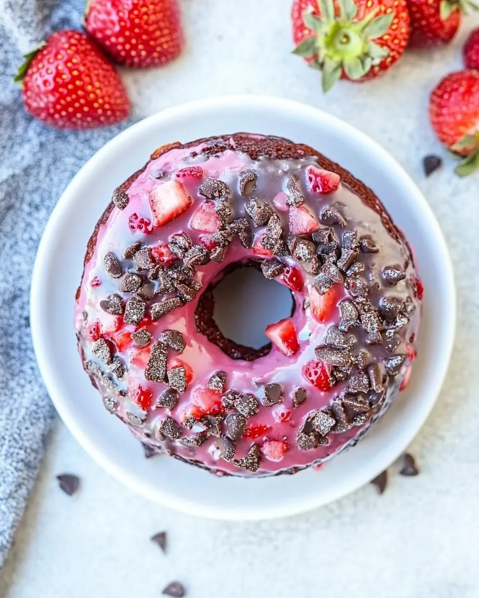 Chocolate Strawberry Baked Donuts