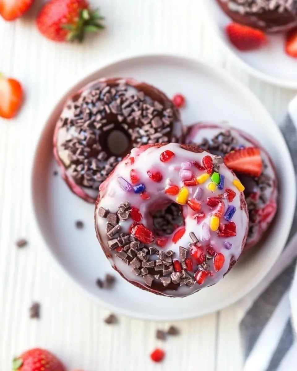 Chocolate Strawberry Baked Donuts