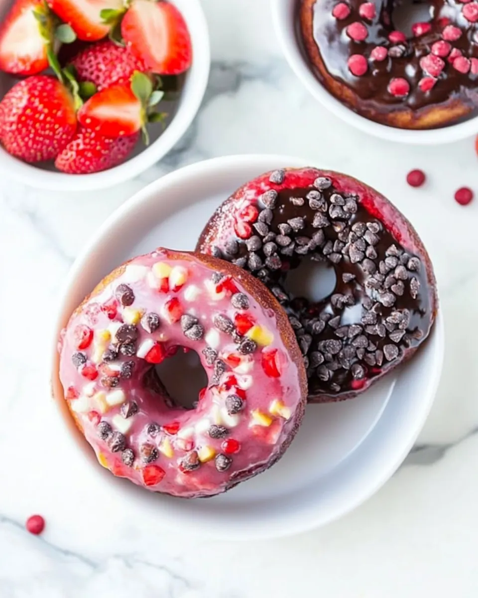 Chocolate Strawberry Baked Donuts