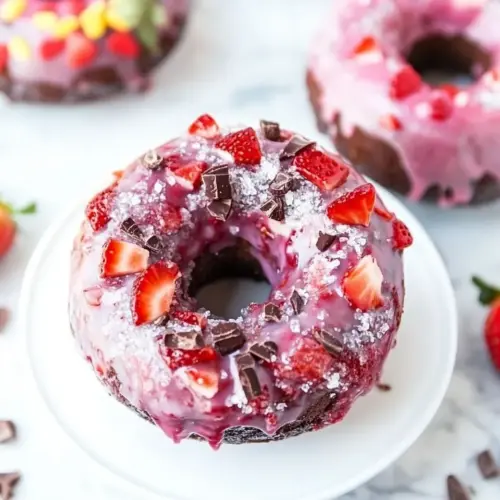 Chocolate Strawberry Baked Donuts