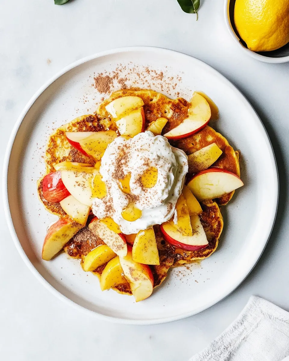 Cinnamon Pancakes with Apples and Meyer Lemon Whipped Cream