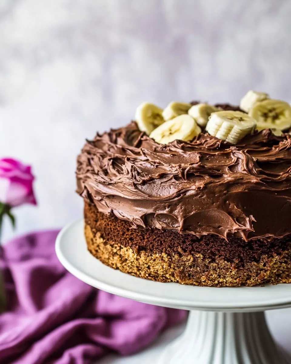 Coconut Banana Cake with Chocolate Frosting