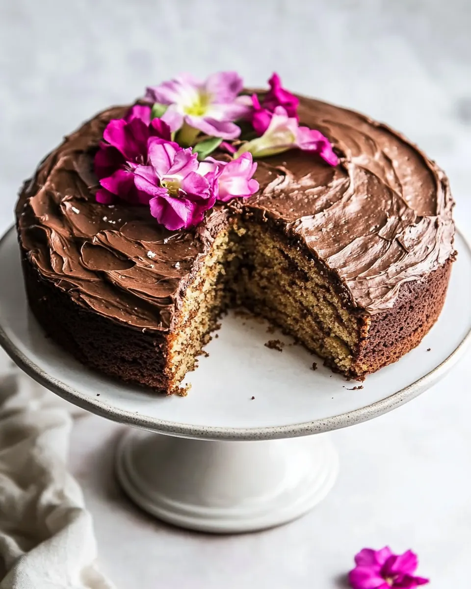 Coconut Banana Cake with Chocolate Frosting