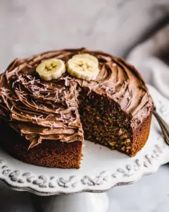 Coconut Banana Cake with Chocolate Frosting