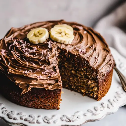 Coconut Banana Cake with Chocolate Frosting