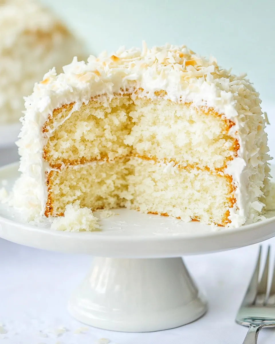 Coconut Cake with Coconut Meringue Buttercream Frosting