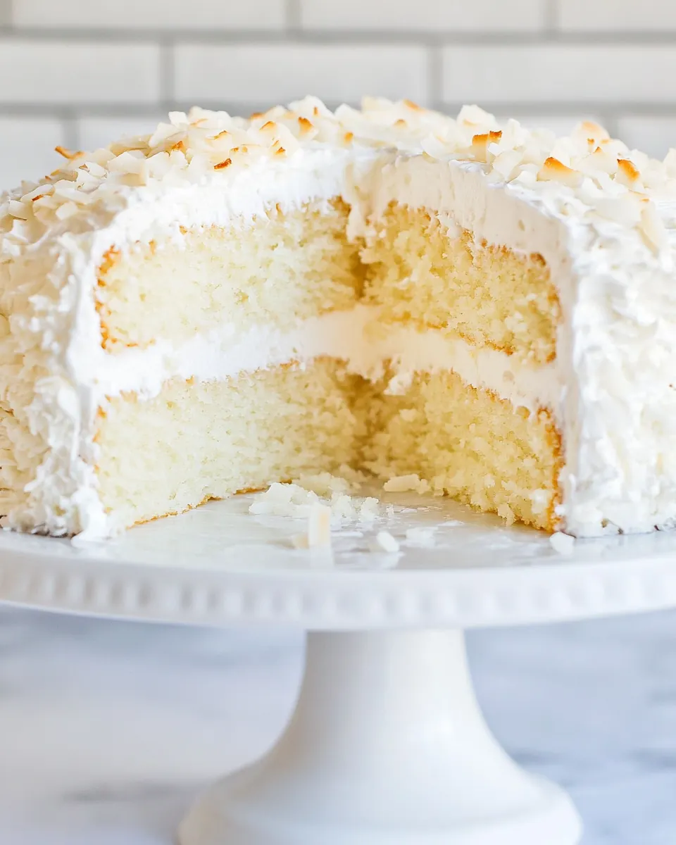 Coconut Cake with Coconut Meringue Buttercream Frosting