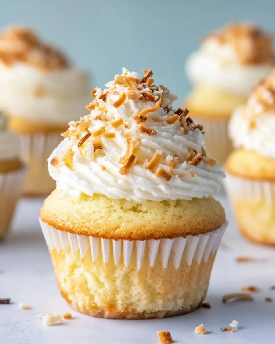 Coconut Cupcakes with Coconut Buttercream Frosting