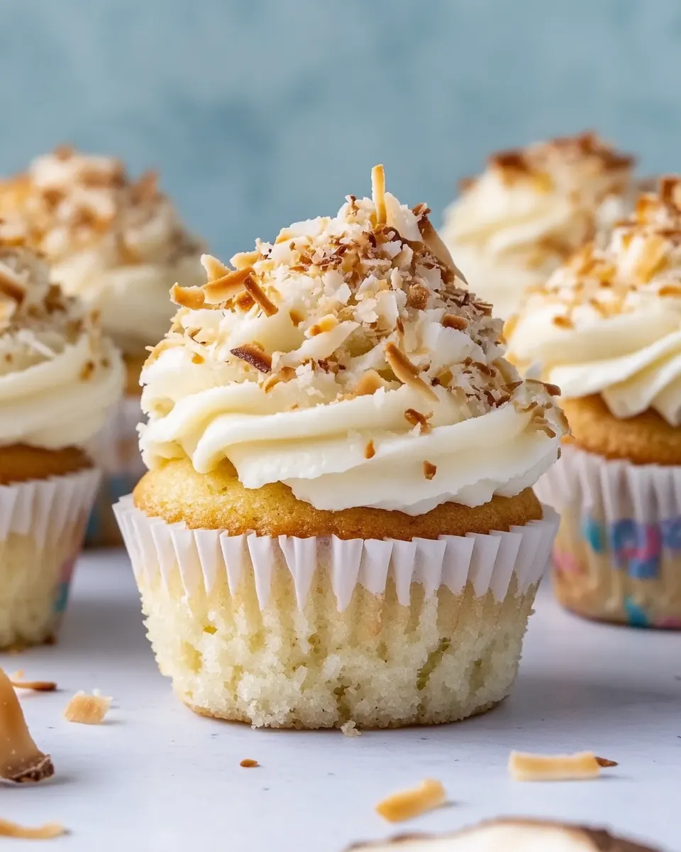 Coconut Cupcakes with Coconut Buttercream Frosting