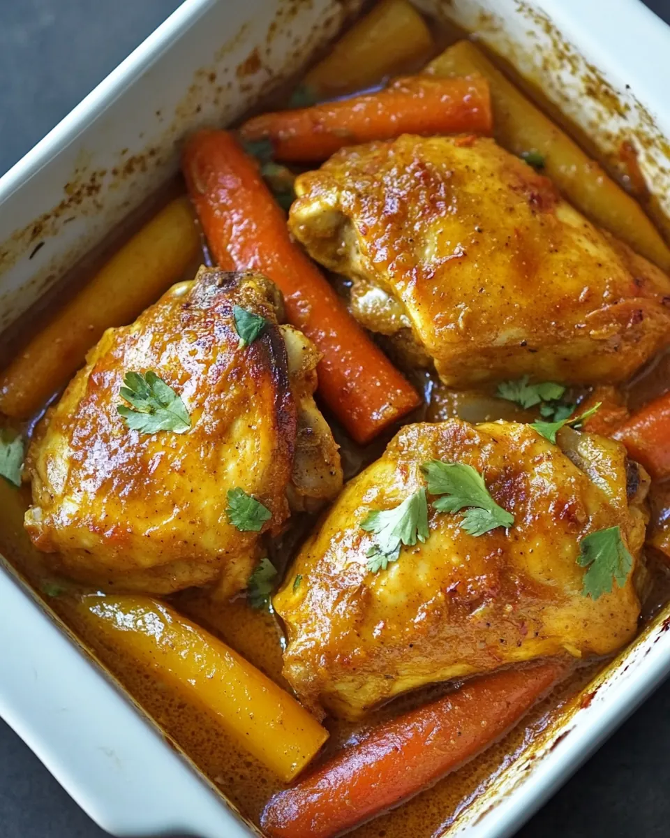 Coconut Harissa Curry Braised Chicken with Root Vegetables