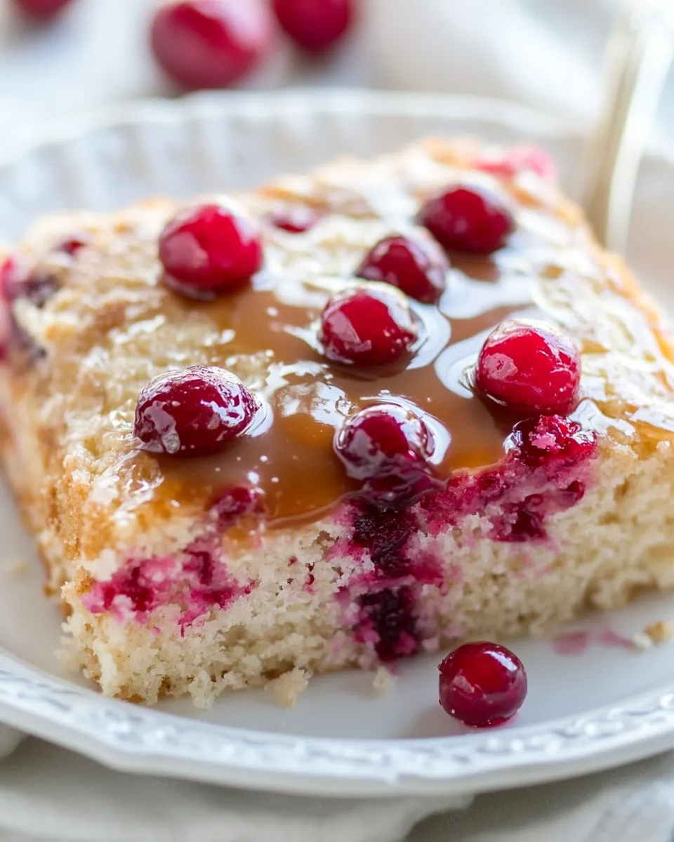 Cranberry Cake with Caramel Sauce