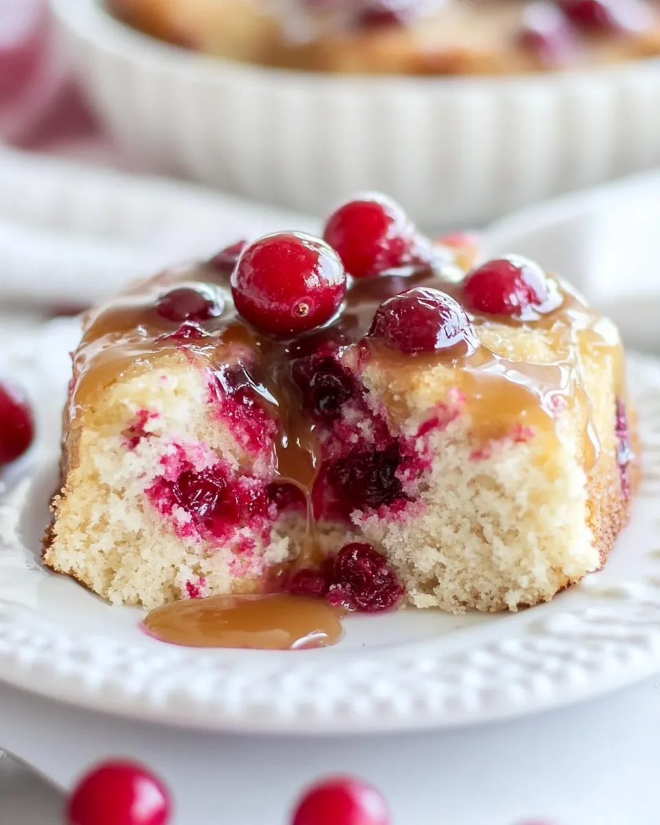 Cranberry Cake with Caramel Sauce