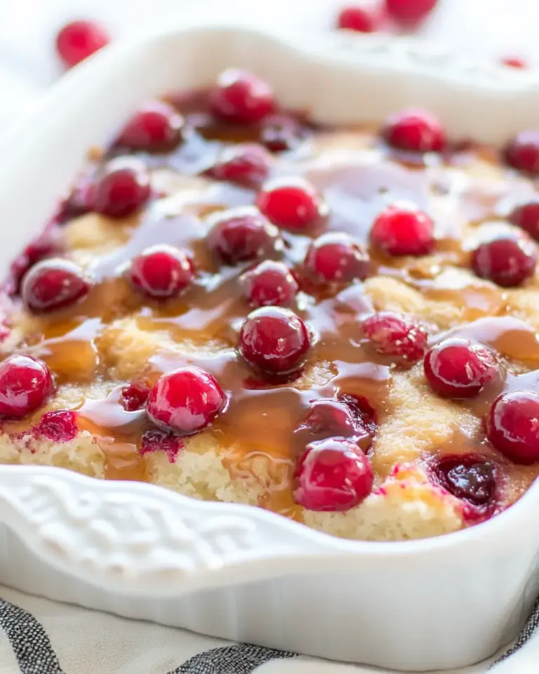 Cranberry Cake with Caramel Sauce