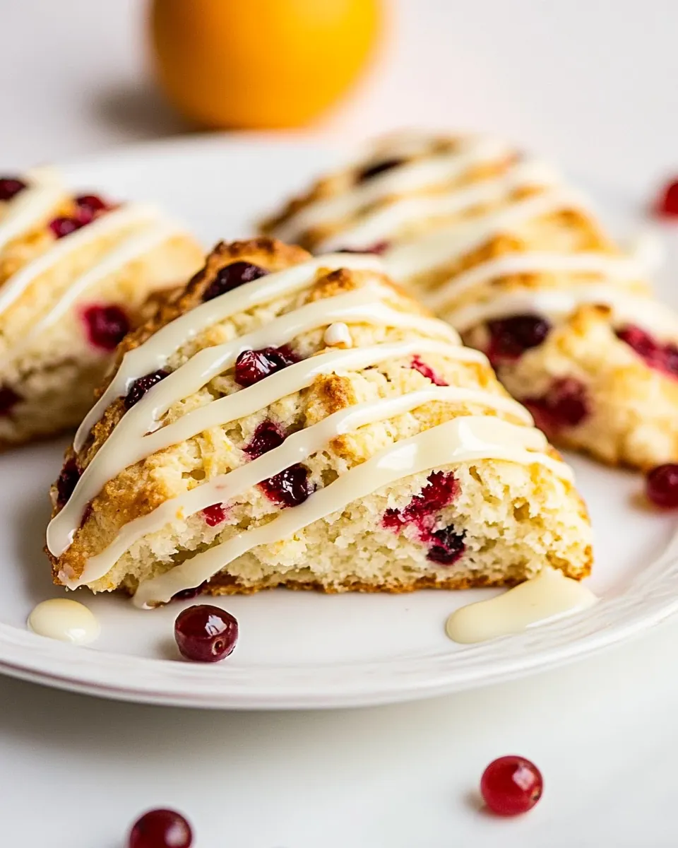 Cranberry Orange Scones with Vanilla Cream Glaze