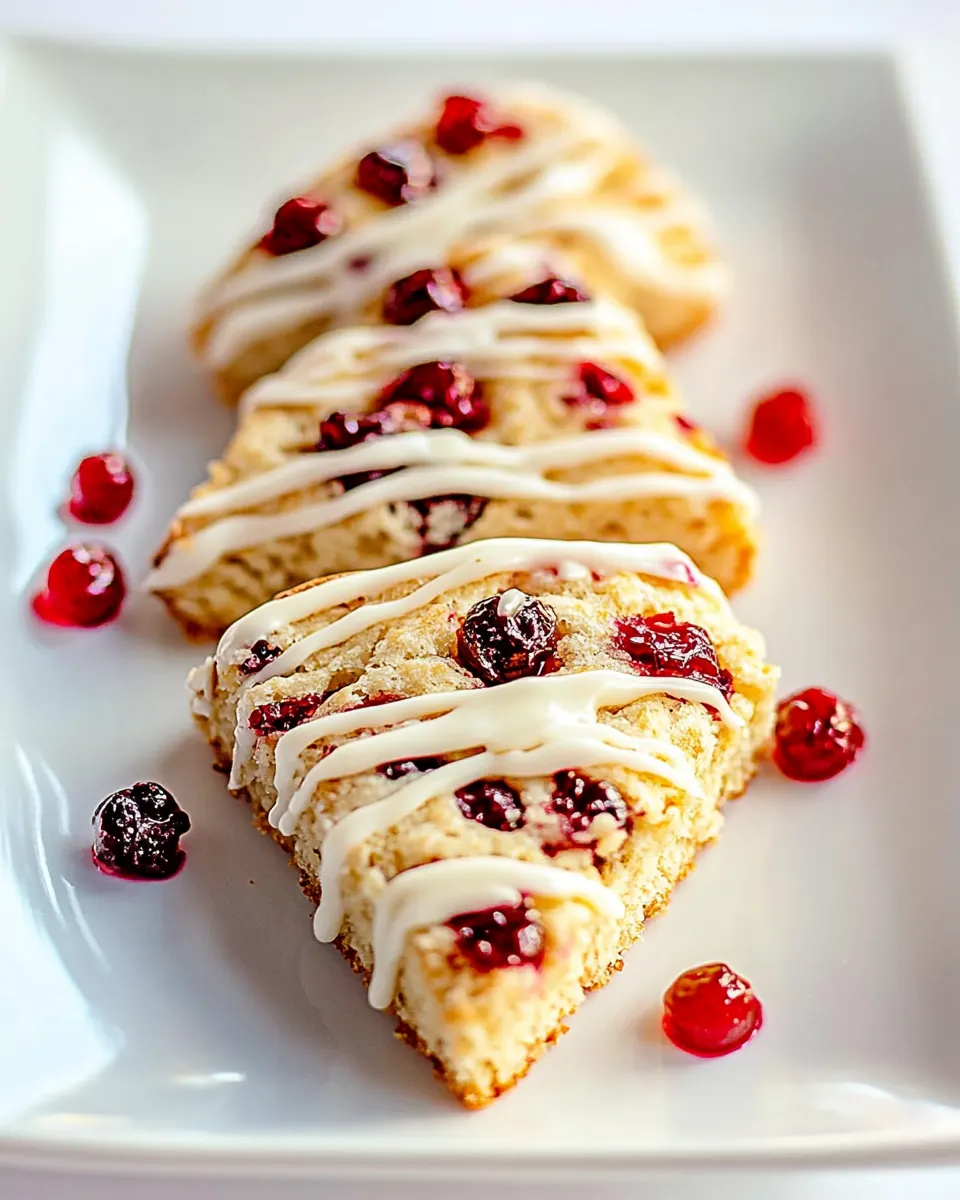 Cranberry Orange Scones with Vanilla Cream Glaze