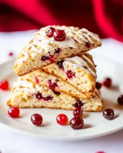Cranberry Orange Scones with Vanilla Cream Glaze