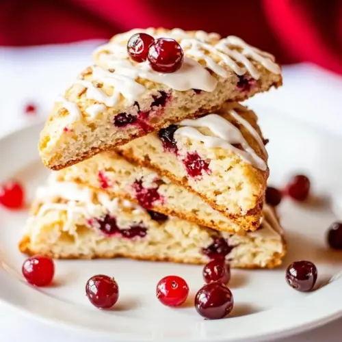 Cranberry Orange Scones with Vanilla Cream Glaze