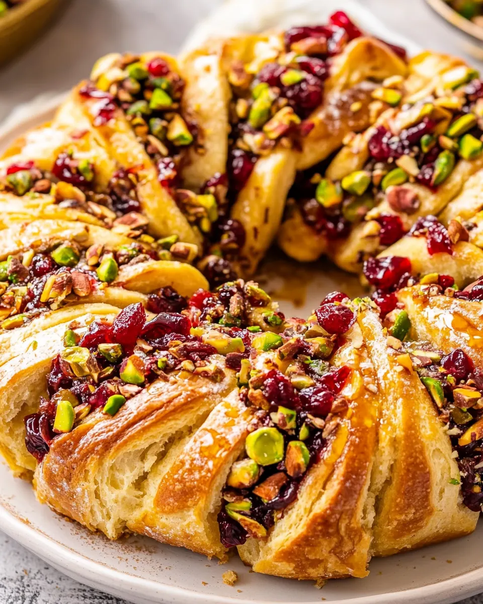Cranberry Pistachio Babka Bread Wreath