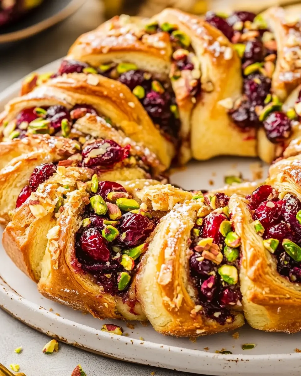 Cranberry Pistachio Babka Bread Wreath