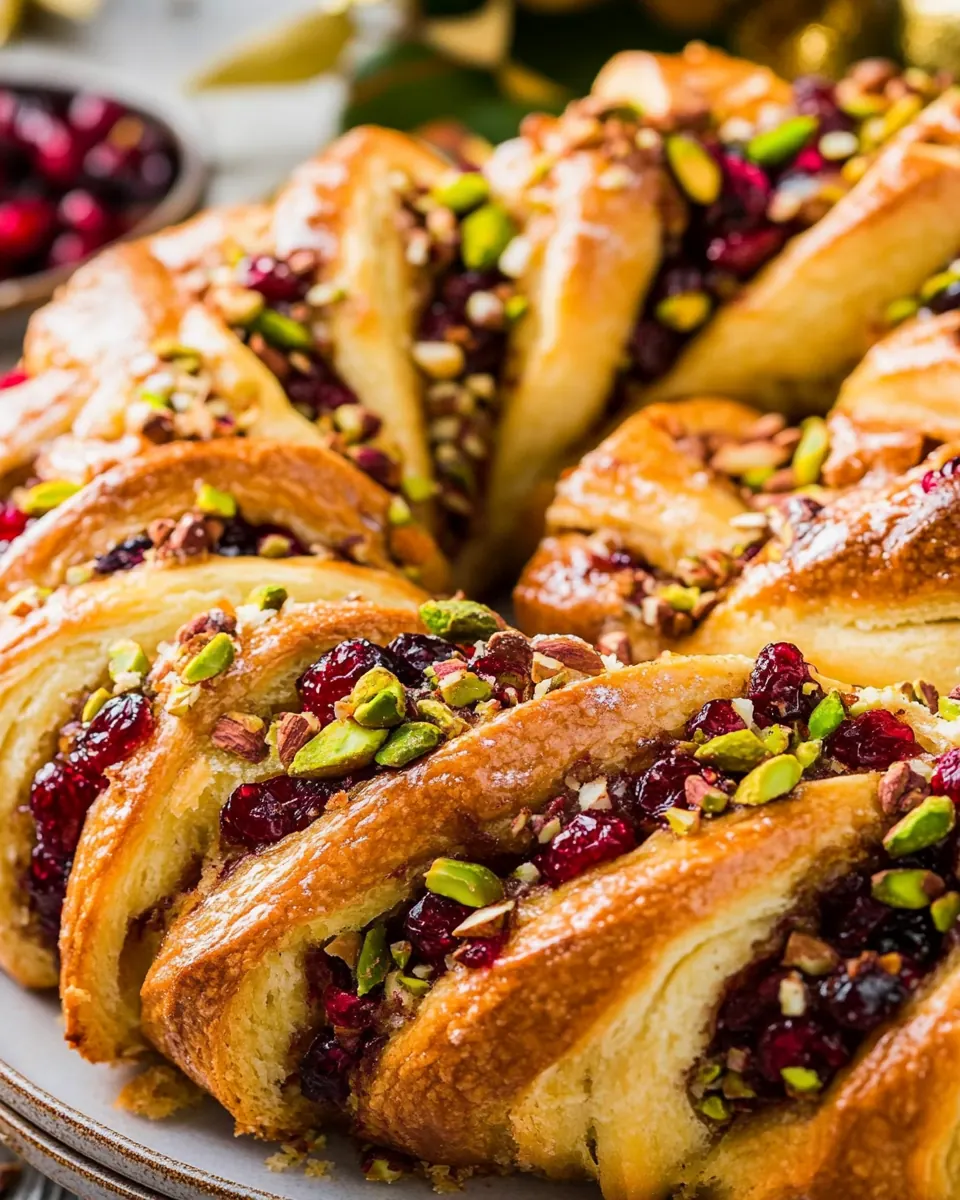 Cranberry Pistachio Babka Bread Wreath