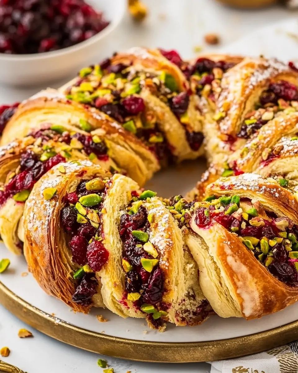 Cranberry Pistachio Babka Bread Wreath