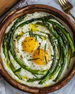 Cream Baked Eggs with Asparagus