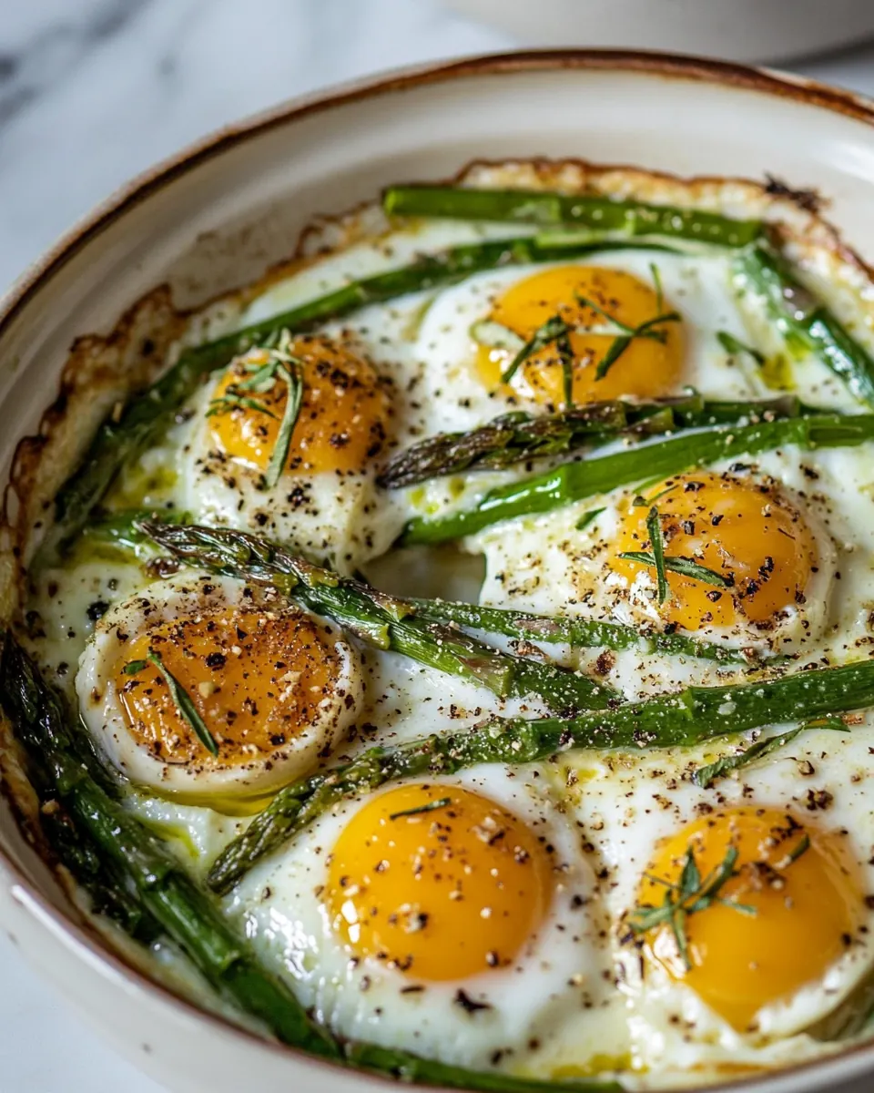 Cream Baked Eggs with Asparagus