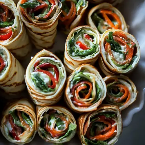 Cream Cheese Roll Ups with Crepes and Vegetables