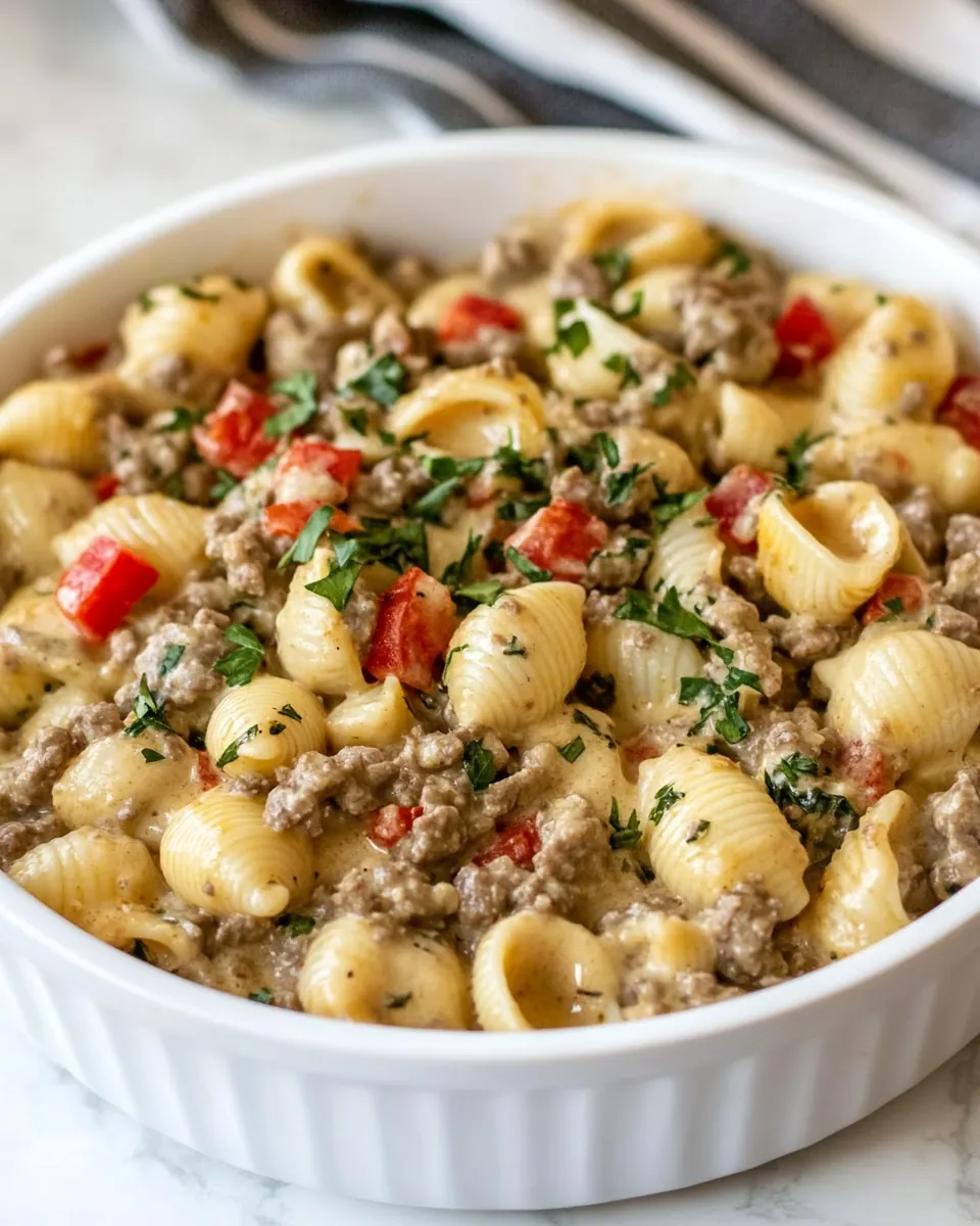Creamy Beef and Shells