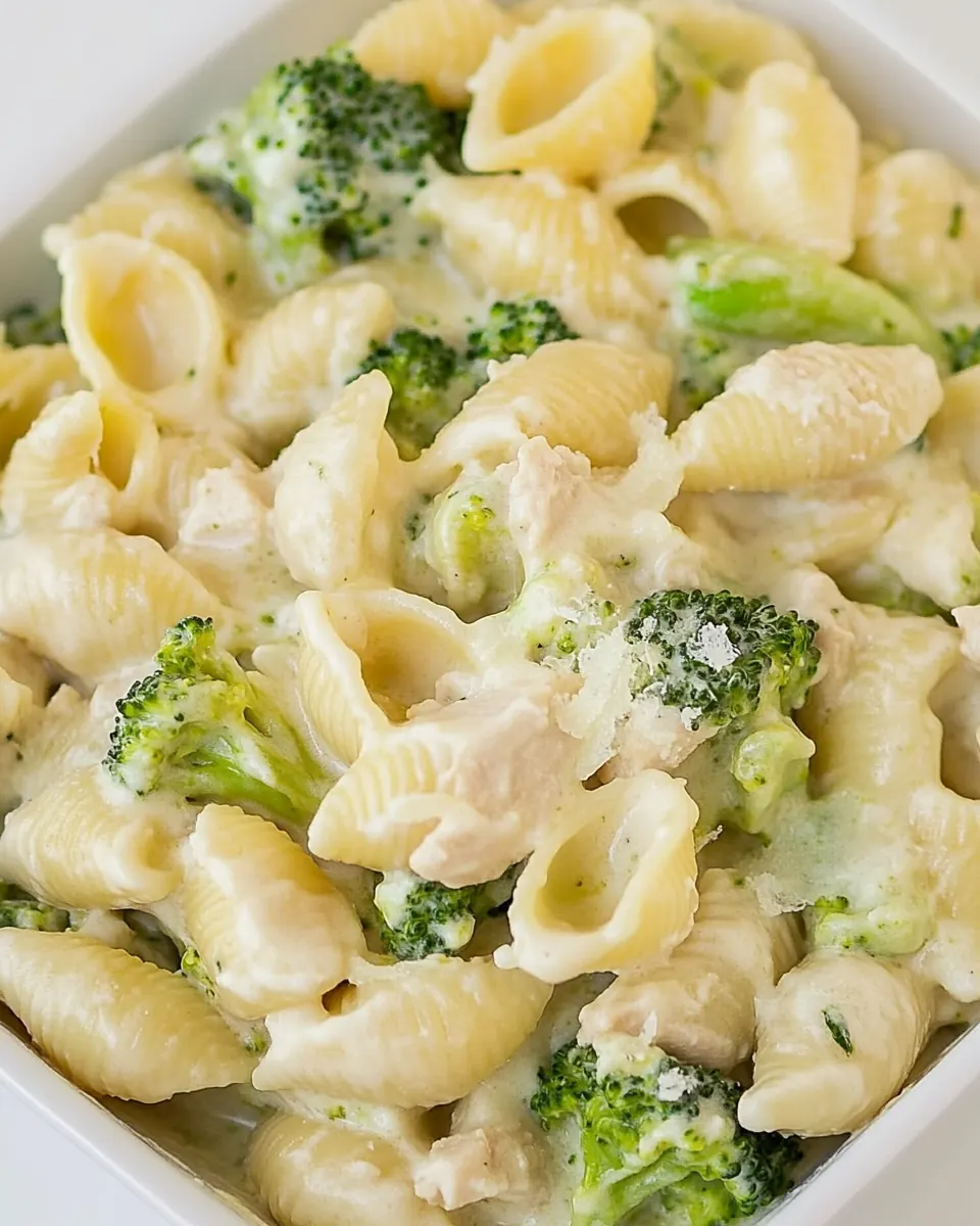 Creamy Broccoli Chicken Shells and Cheese
