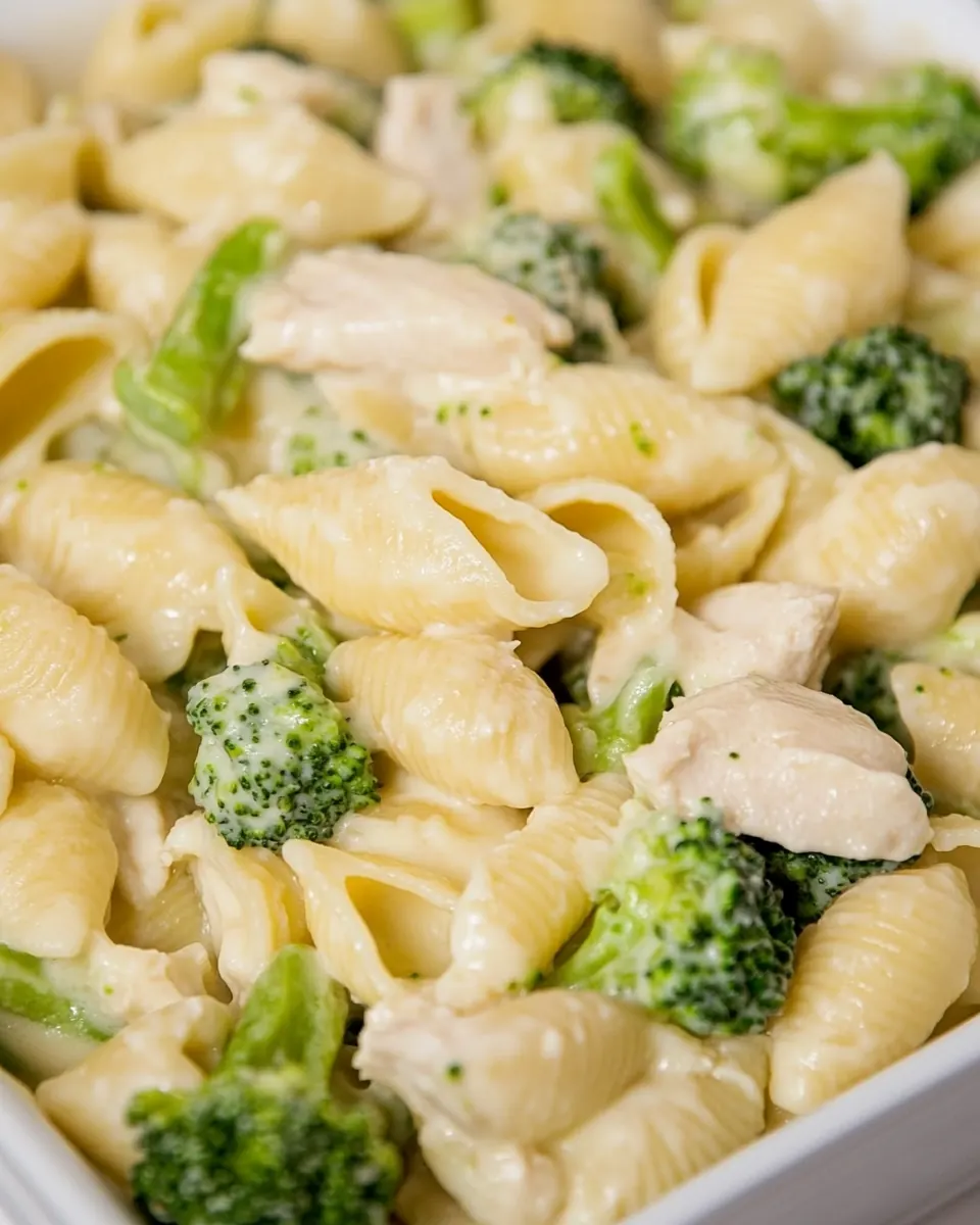 Creamy Broccoli Chicken Shells and Cheese