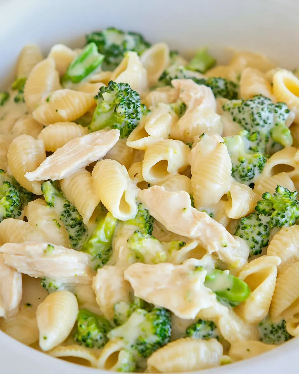 Creamy Broccoli Chicken Shells and Cheese