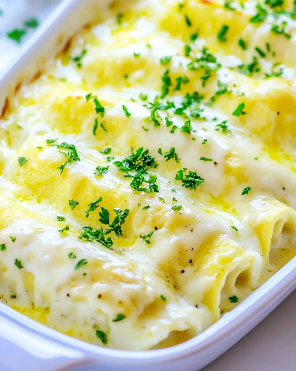 Creamy Chicken Alfredo Manicotti
